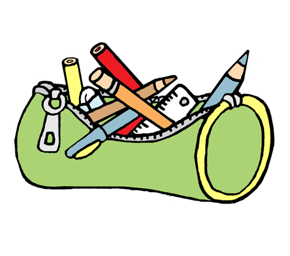 Illustration d'une trousse d'écolier.