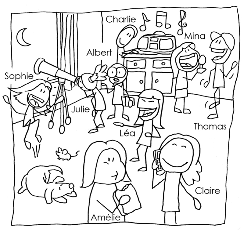 Illustration au trait pour un livre d'exercice pour enfant