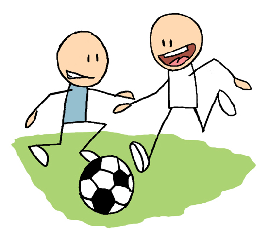Illustrations d'enfants jouant au football.