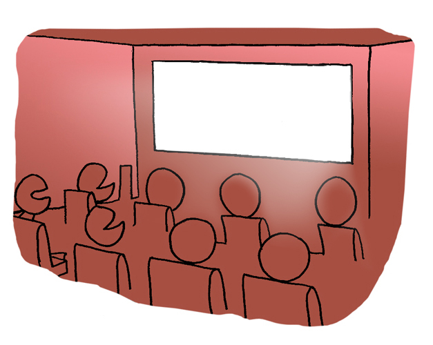 Illustration à l'intérieur d'un cinéma.